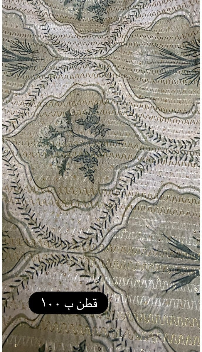 Cotton Jacquard Fabric – Sage Embroidered Floral
