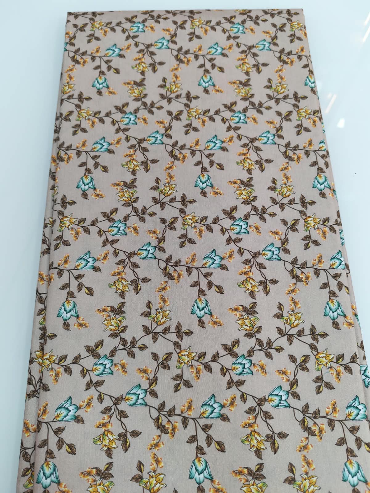 Beige Floral Vine Fabric
