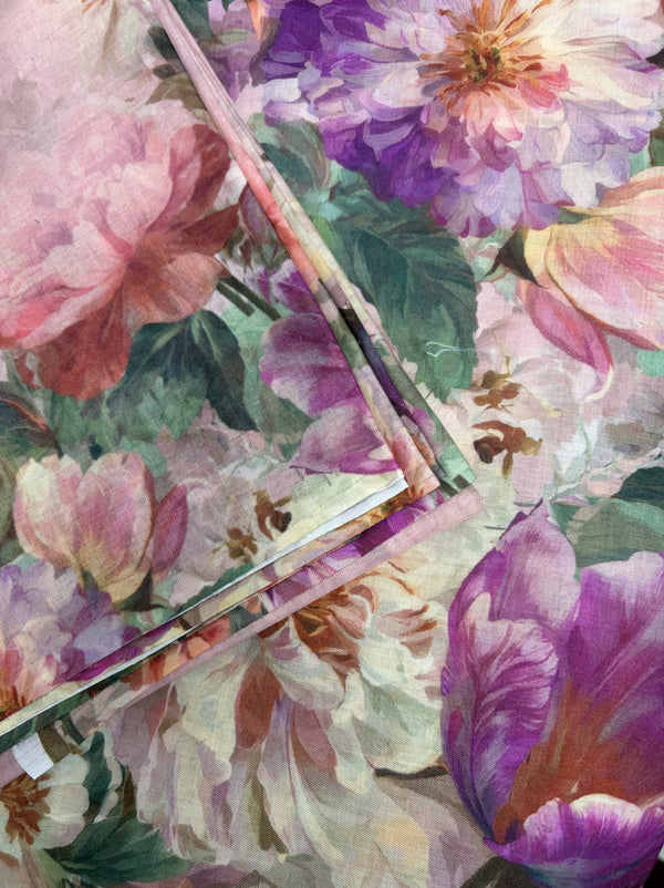 Cotton Jacquard Fabric – Blush Pink Peony Floral