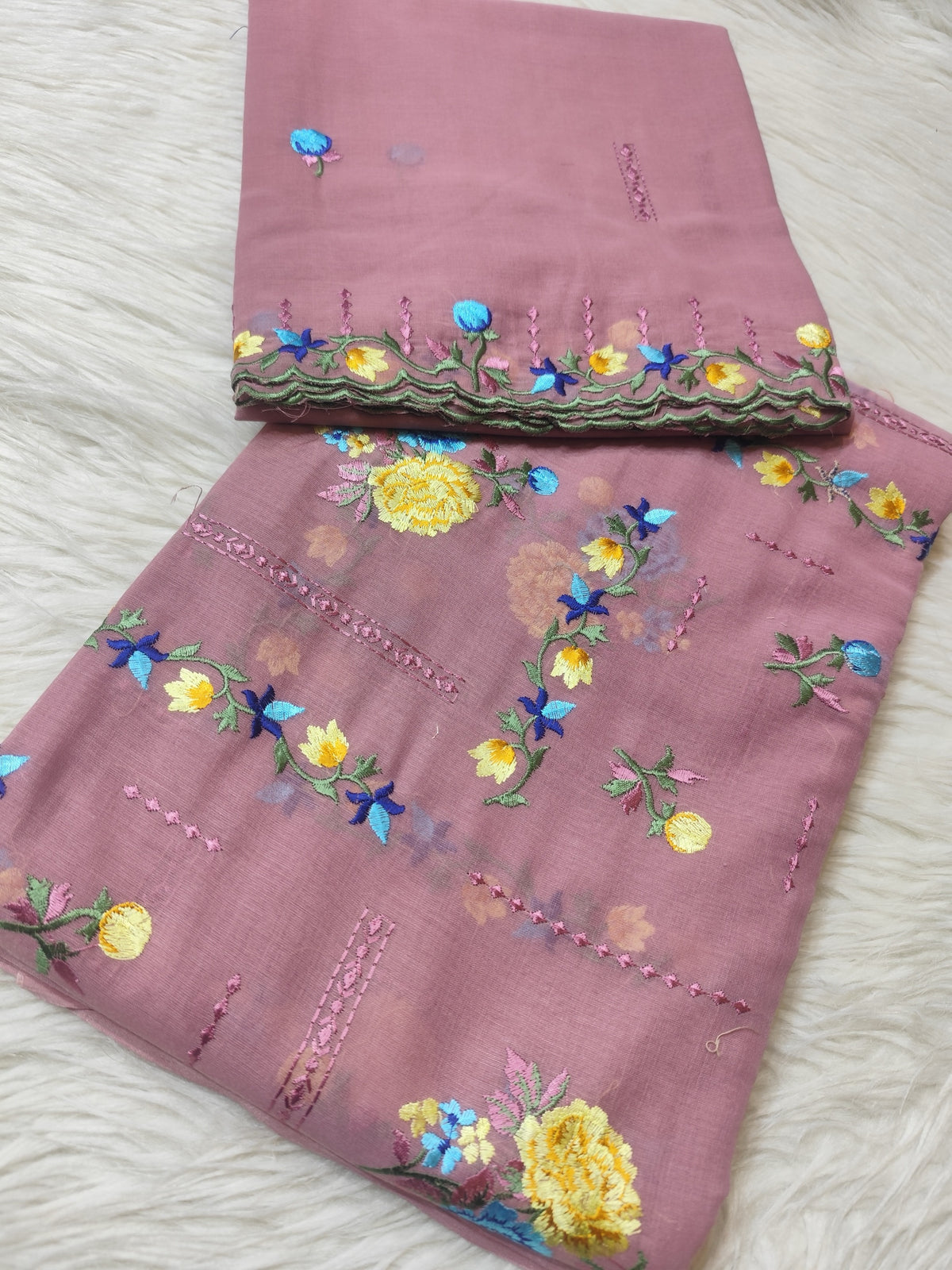 Veil Fabric – Mauve Floral Embroidery