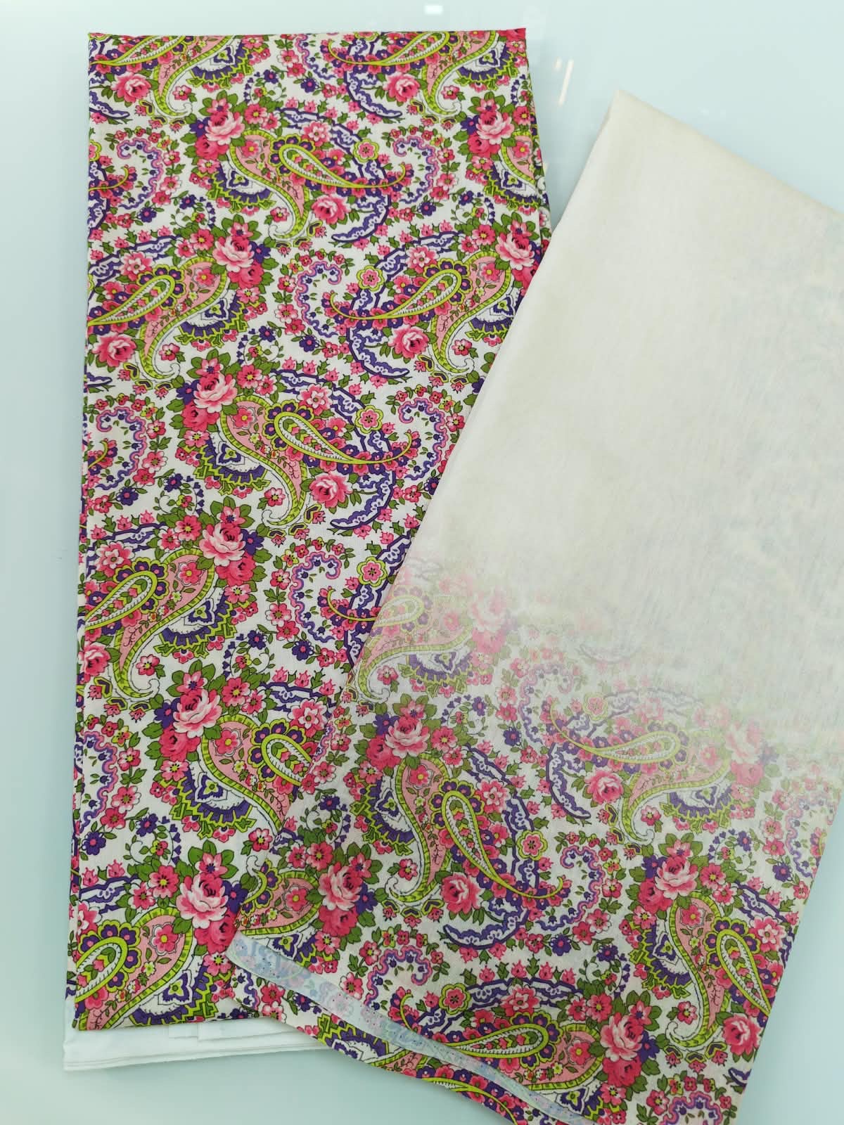 Pink Paisley Floral Cotton Fabric