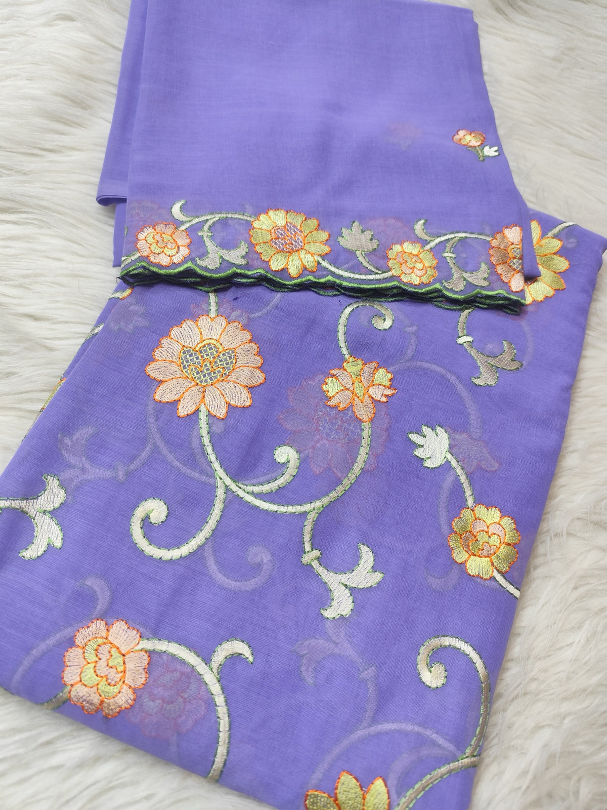 Veil Fabric – Purple Floral Embroidery