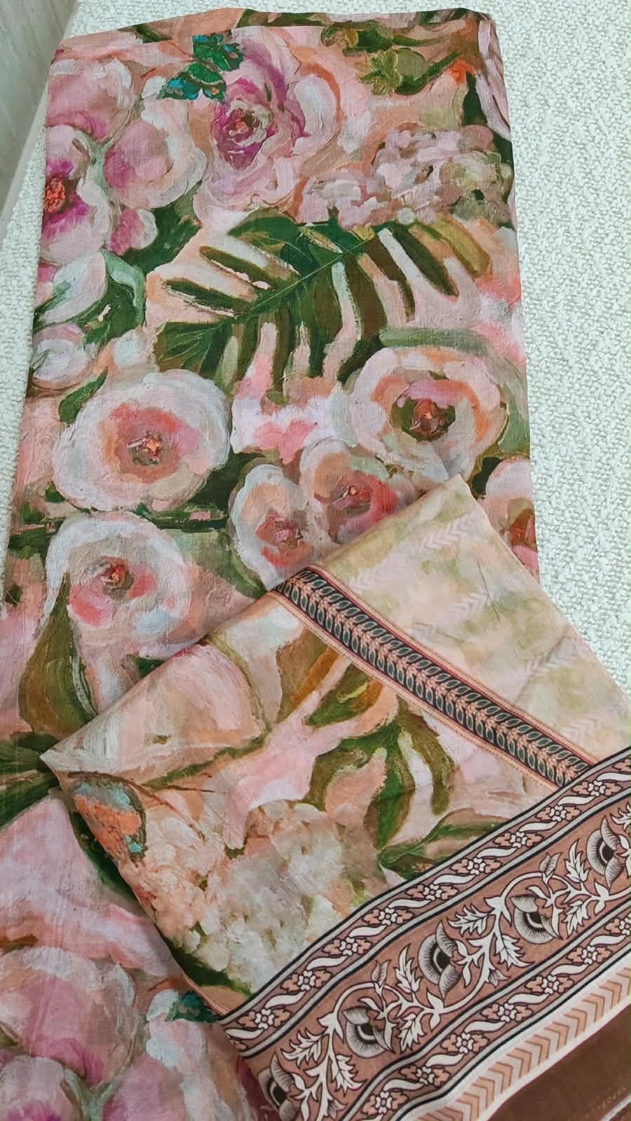 Silk Cotton Fabric – Blush Rose Floral Print